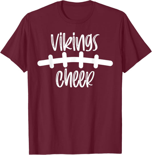 Vikings Cheer School Spirit Football Team Mascot Game Night T-Shirt - T-Shirt | Maroon