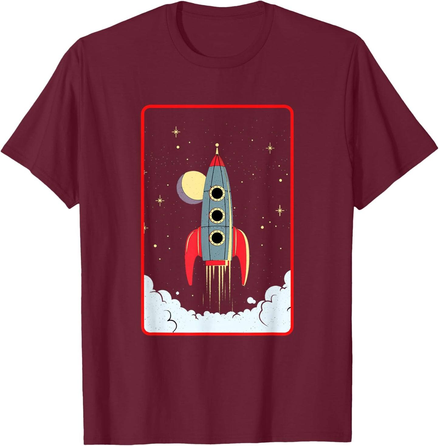 Cool Flies Rocketship Take Off Space Explorer Astronaut T-Shirt - T-Shirt | Maroon