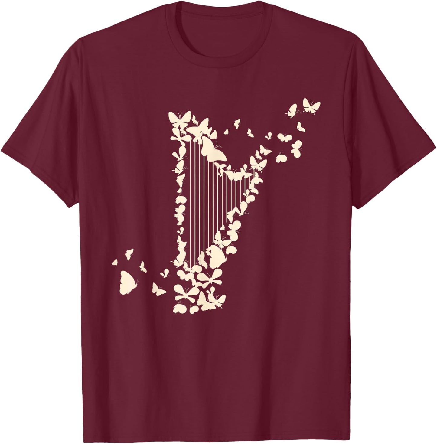 A Harp with Butterflies Harpist T-Shirt - T-Shirt | Maroon