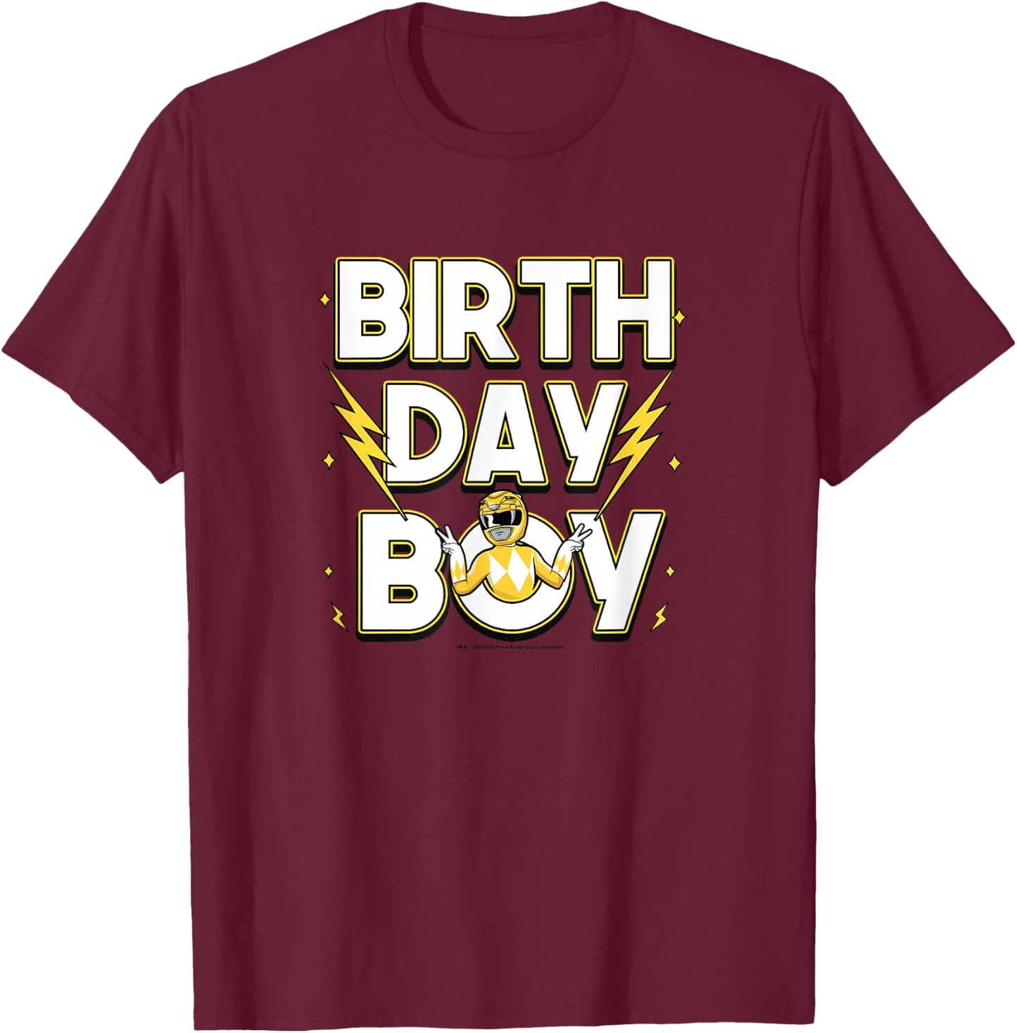 Power Rangers Birthday Boy Electrifying Yellow Ranger T-Shirt - T-Shirt | Maroon