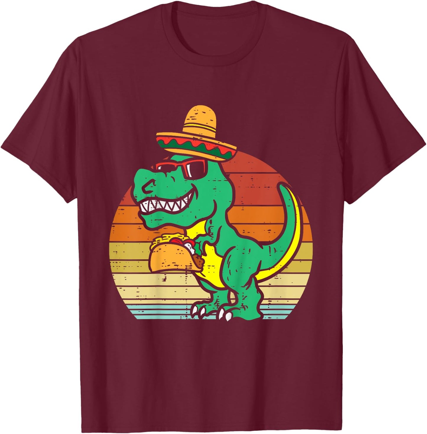 Kids Mexican Dino Taco Trex Toddler Boys Cinco De Mayo Kids T-Shirt - T-Shirt | Maroon