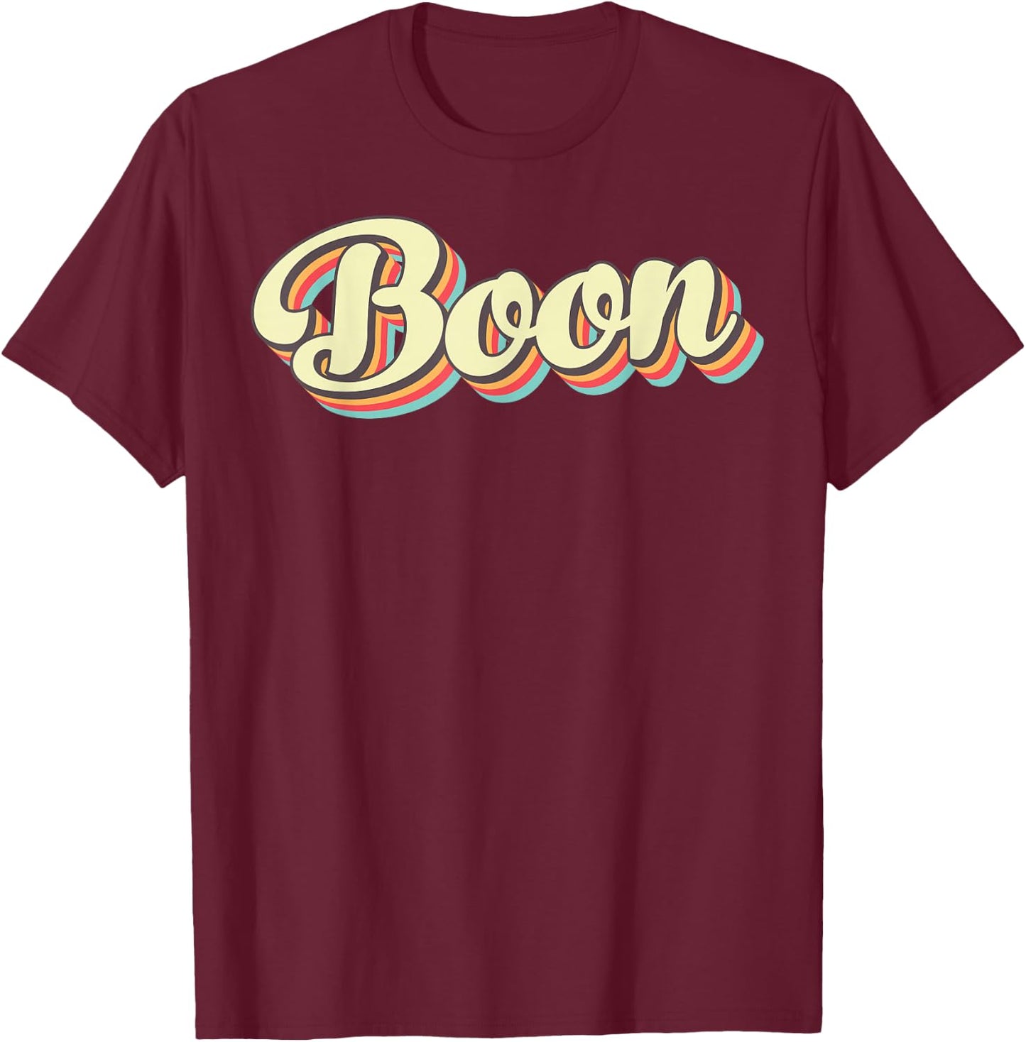 Boon Retro Art Baseball Font Vintage T-Shirt - T-Shirt | Maroon