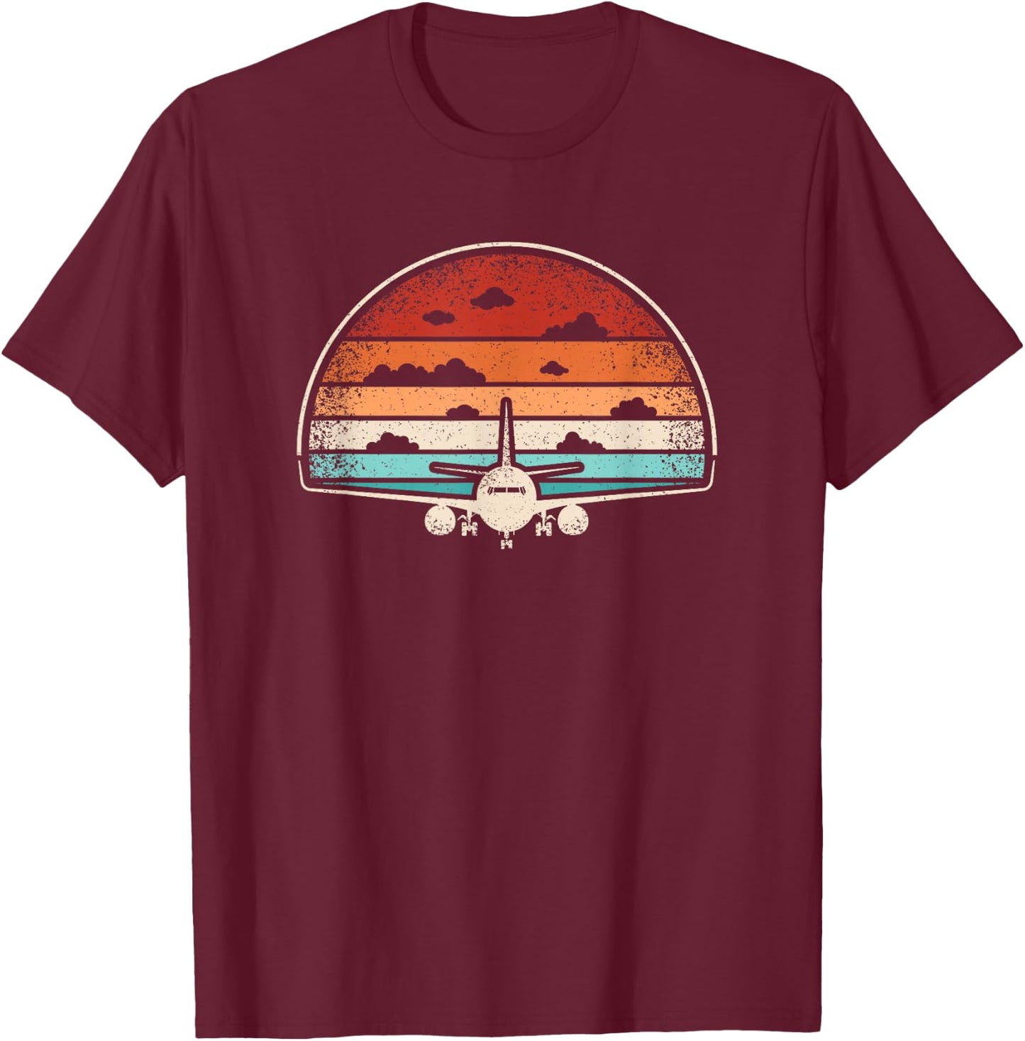 Retro Airplane Fly Plane Pilot Flying Vintage Aviation Men T-Shirt - T-Shirt | Maroon