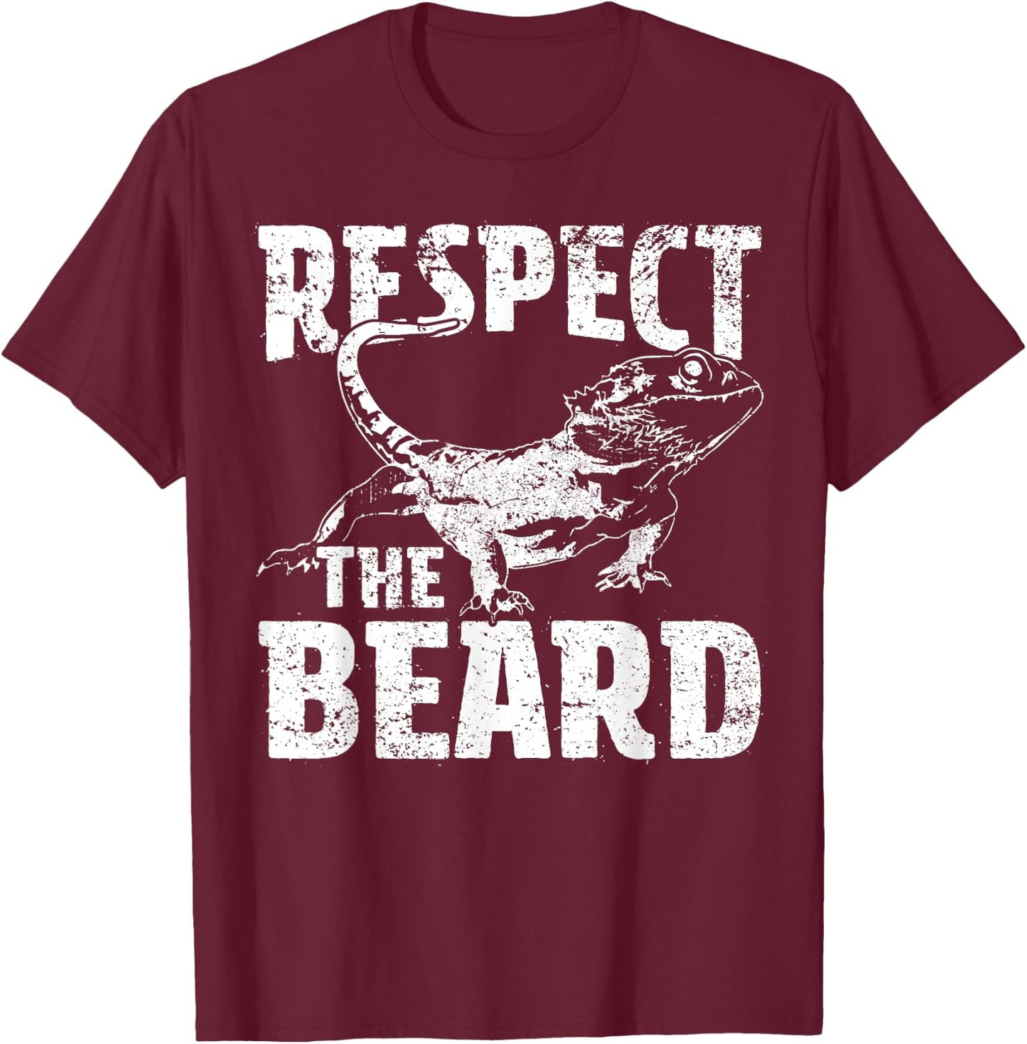 Respect The Beard Bearded Dragon Dad Mom Kids T-Shirt - T-Shirt | Maroon
