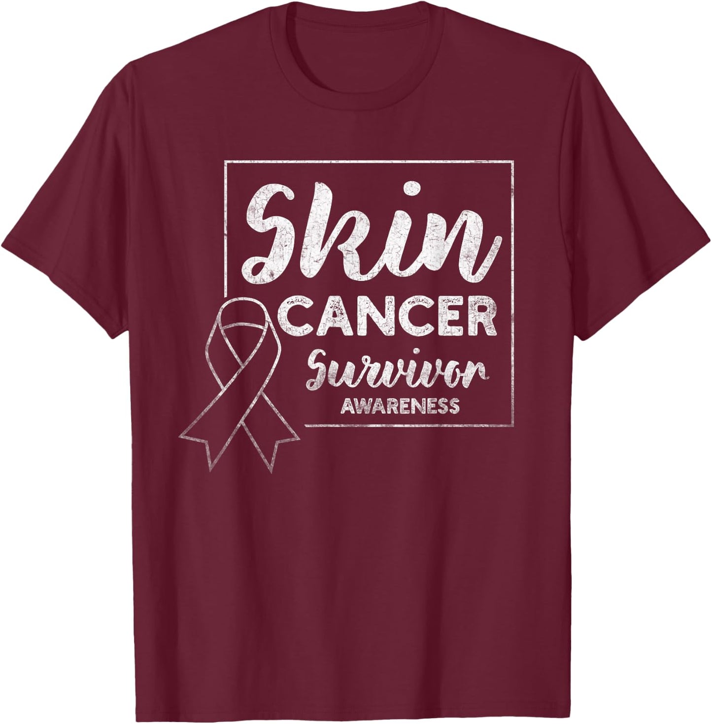 Skin Cancer Survivor Products Melanoma Awareness Distressed T-Shirt - T-Shirt | Maroon