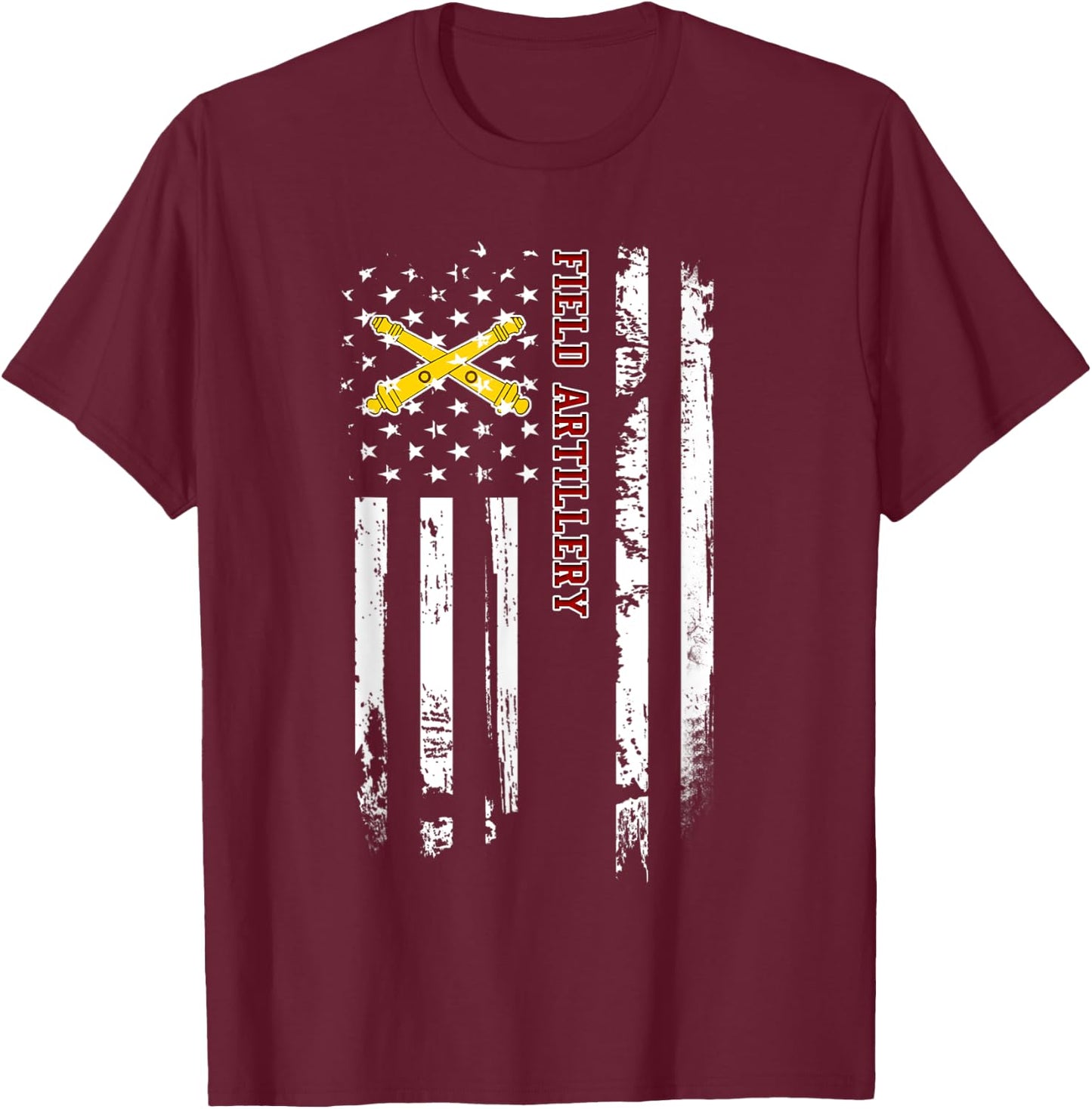 Field Artillery Veteran USA Flag Military Veterans Day Xmas Women Men T-Shirt - T-Shirt | Maroon
