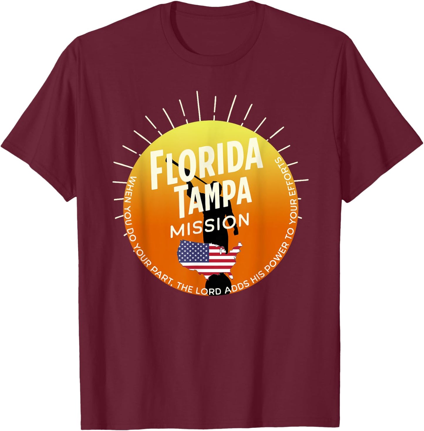 Florida Tampa Mormon LDS Mission Missionary Gift T-Shirt - T-Shirt | Maroon