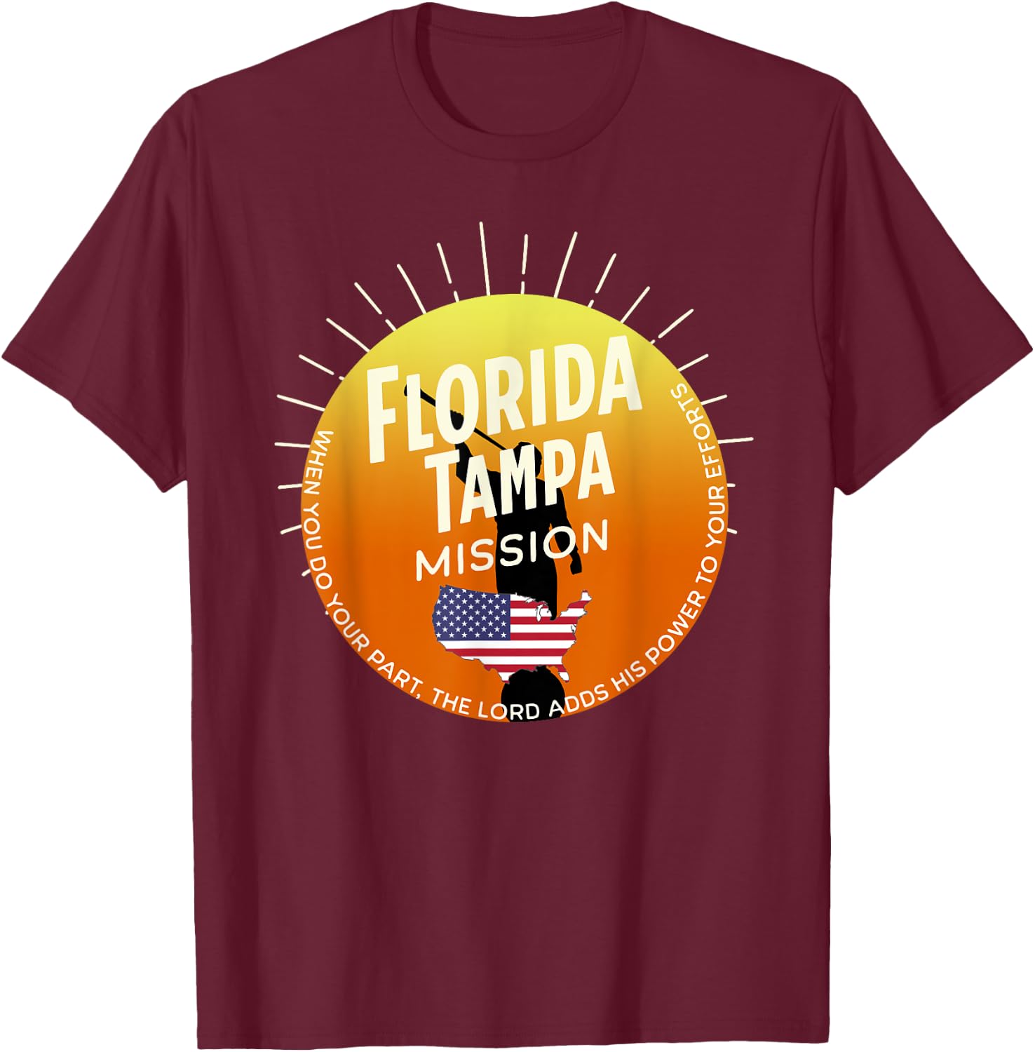 Florida Tampa Mormon LDS Mission Missionary Gift T-Shirt - T-Shirt | Maroon