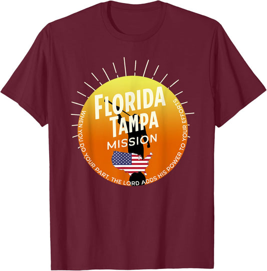 Florida Tampa Mormon LDS Mission Missionary Gift T-Shirt - T-Shirt | Maroon