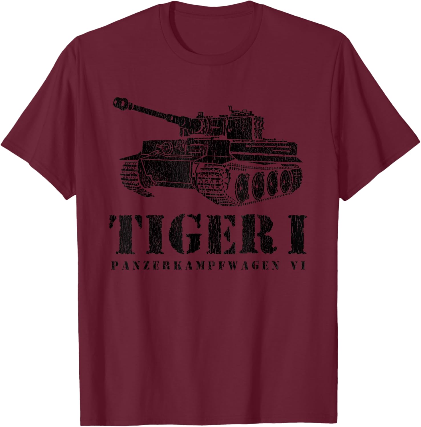 Funny Army Vintage Tiger Tank PzKpfw VI WWII Gift Men Boys T-Shirt - T-Shirt | Maroon