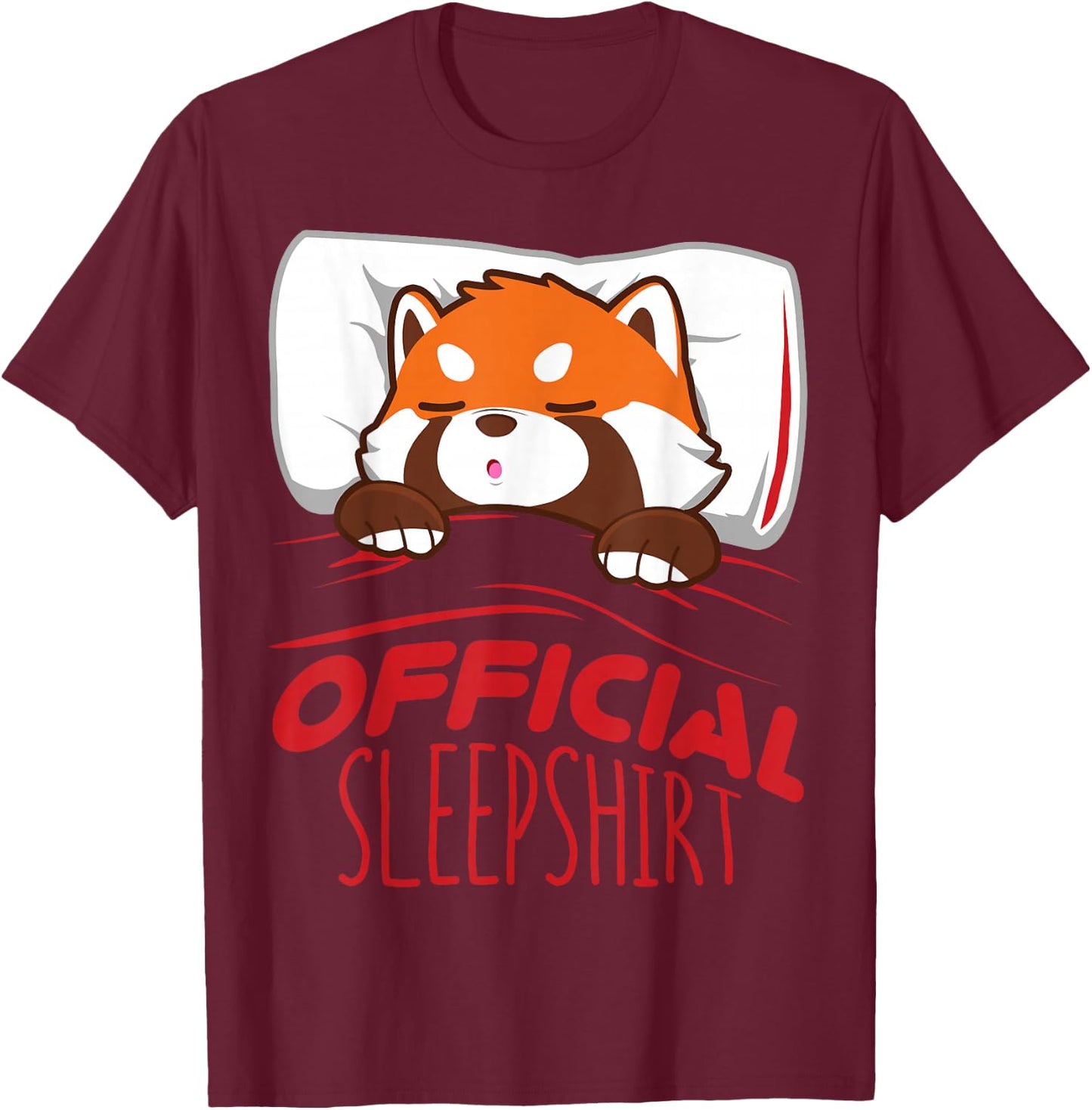 Official Sleepshirt Red Panda Sleeping T-Shirt - T-Shirt | Maroon