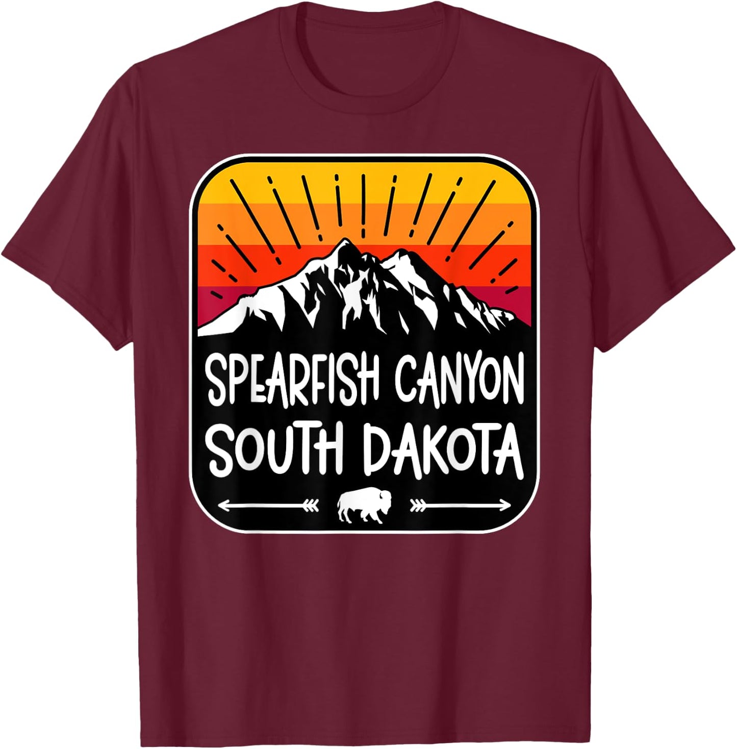 Spearfish Canyon South Dakota Vintage Mountain Sunset T-Shirt - T-Shirt | Maroon