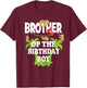 Brother Of The Birthday Boy Sloth Kid B-Day Party T-Shirt - T-Shirt | Maroon