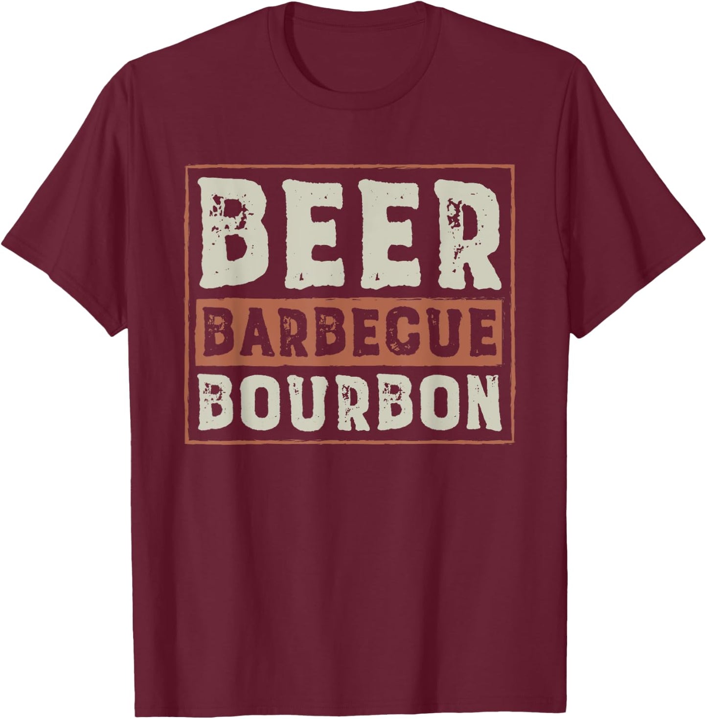 Funny Barbecue Beer Bourbon Graphic Women Men Meat Smoking T-Shirt - T-Shirt | Maroon