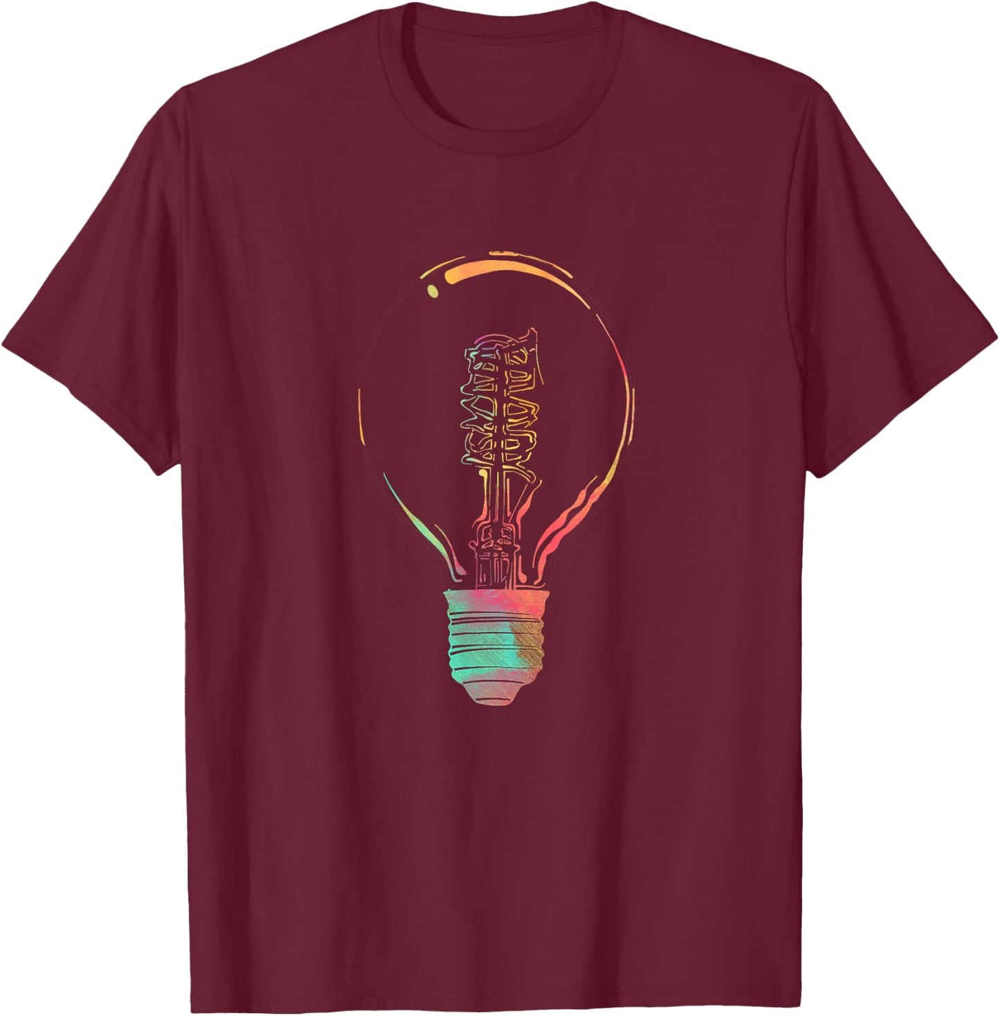 Electrician Gifts Men Women Colorful Light Bulb Lineman T-Shirt - T-Shirt | Maroon