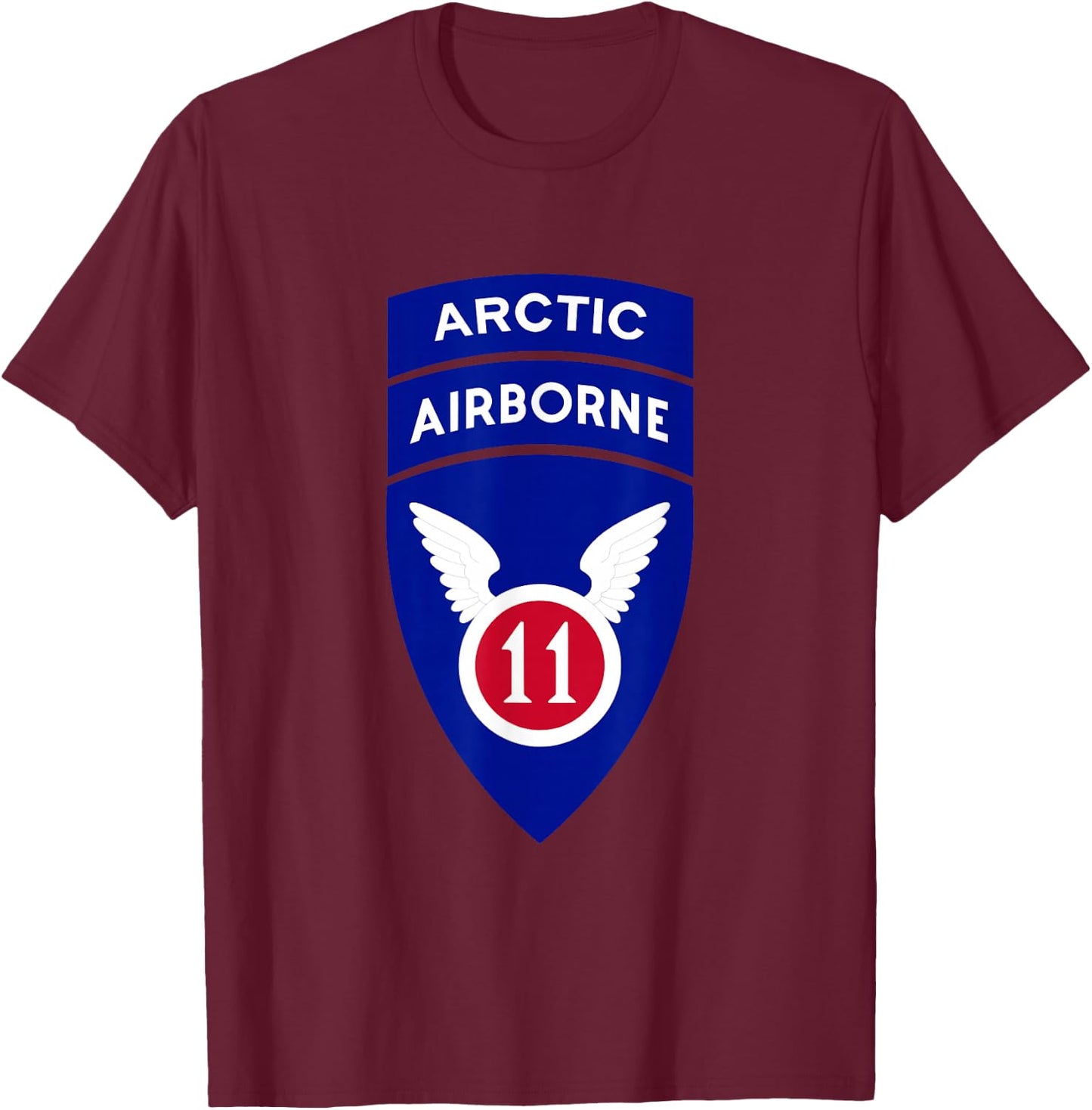 11th Airborne Division Patch - Arctic Angels T-Shirt - T-Shirt | Maroon