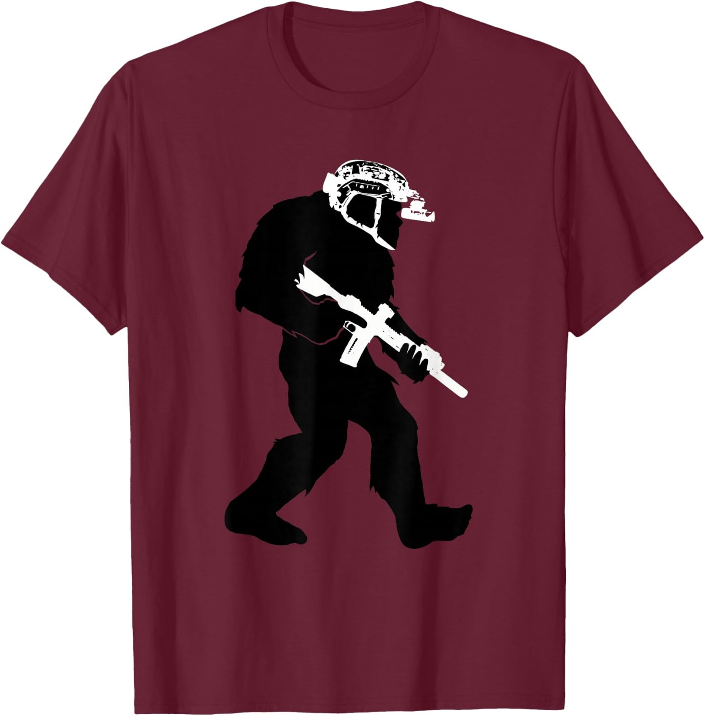 Funny Bigfoot Tactical Special Operations Division Sasquatch T-Shirt - T-Shirt | Maroon