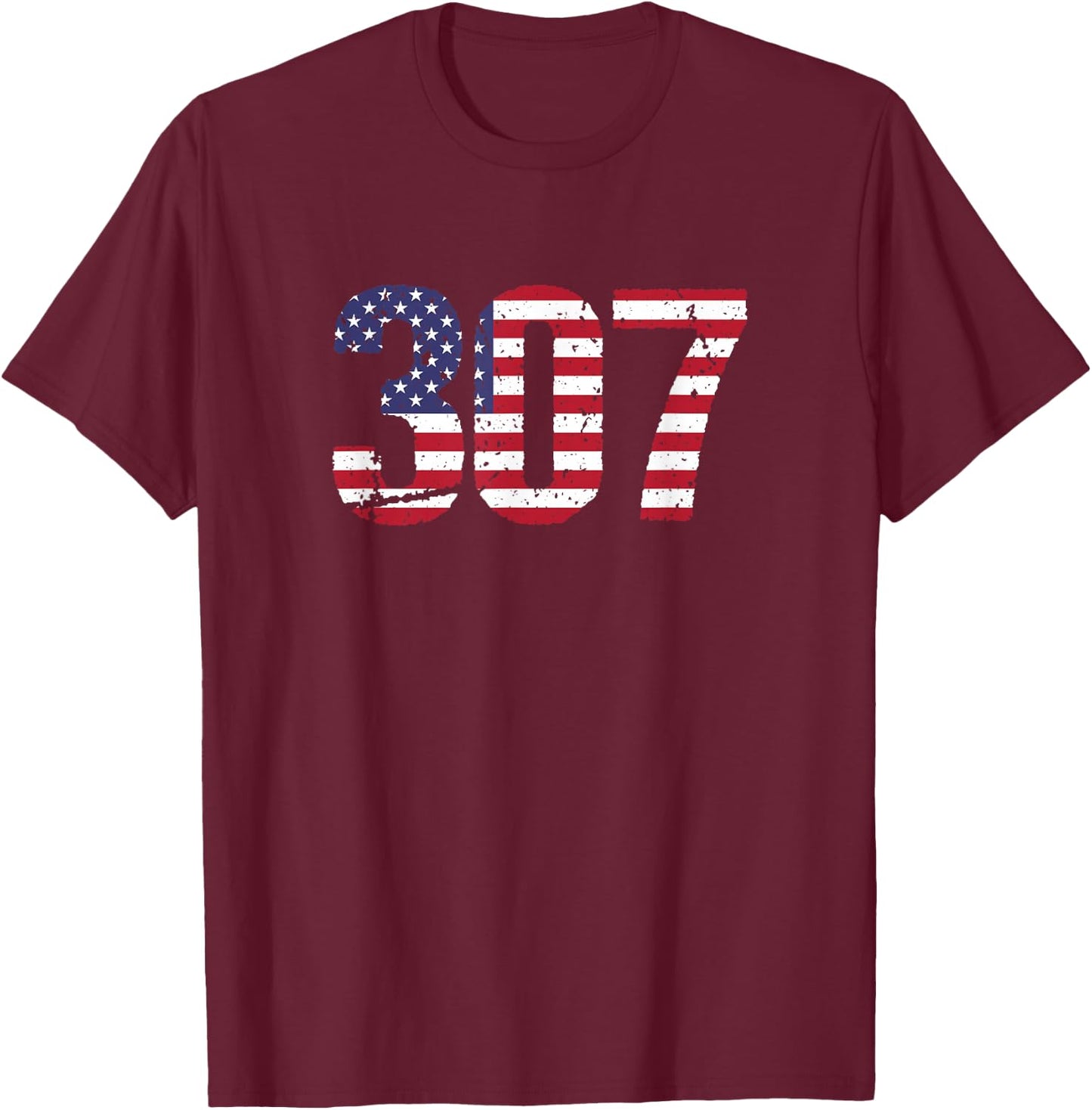 307 Wyoming Area Code T-Shirt - T-Shirt | Maroon