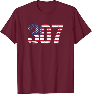 307 Wyoming Area Code T-Shirt - T-Shirt | Maroon