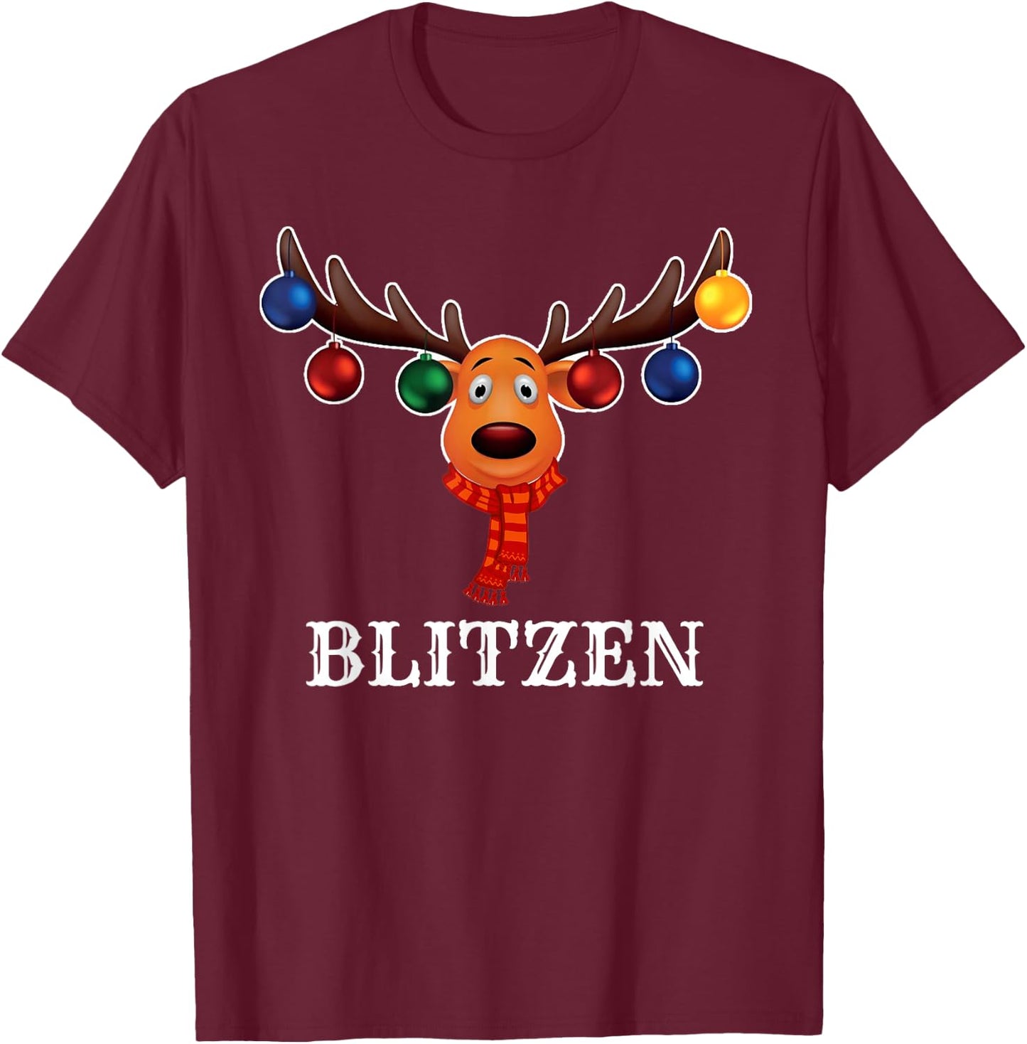 Santa Reindeer Blitzen Xmas Group Costume T-Shirt - T-Shirt | Maroon