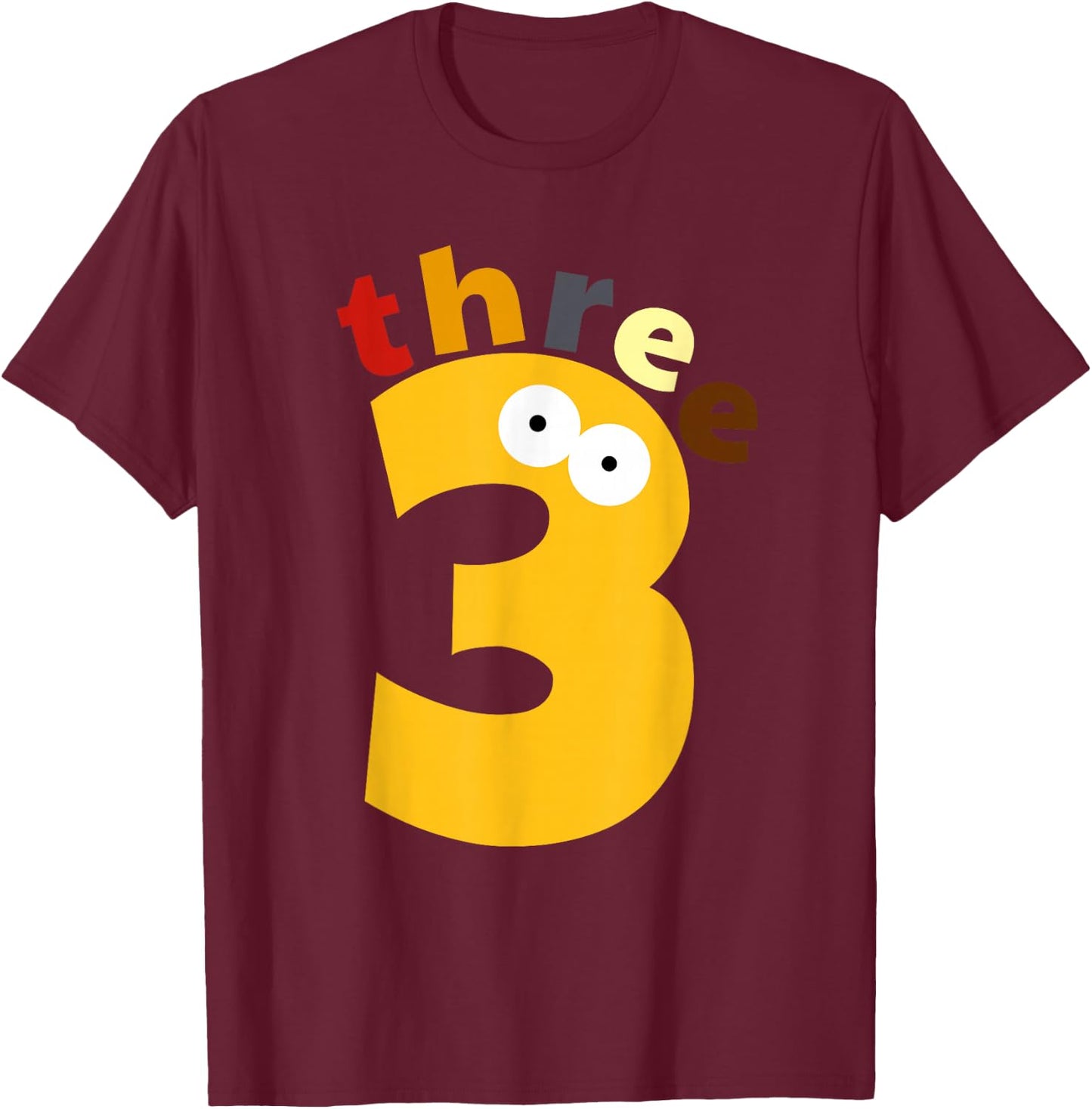 3rd Birthday Party 3 Year Old Twins Triplets Funny Monster T-Shirt - T-Shirt | Maroon
