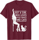 Funny Just A Girl Who Love Pole Dance And Cats Pole dancer T-Shirt - T-Shirt | Maroon