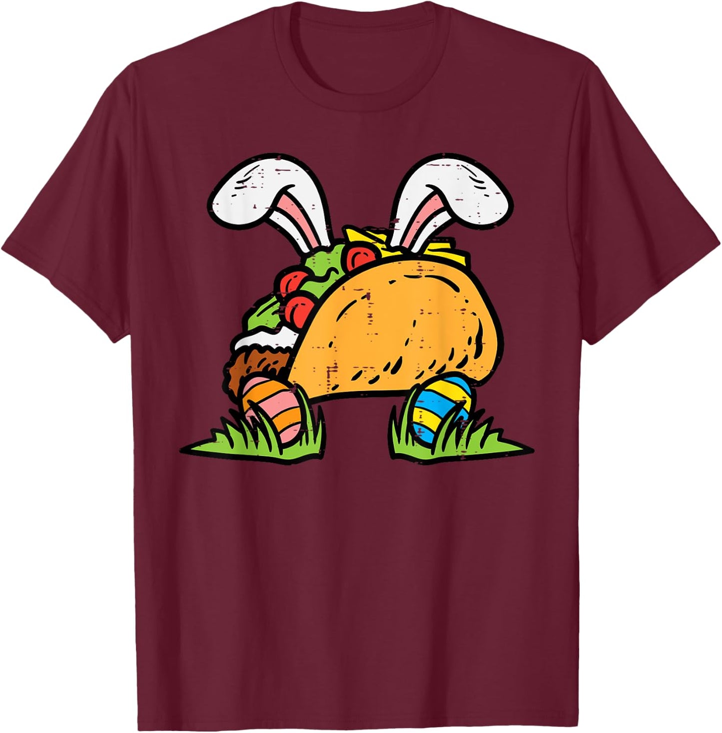 Easter Taco Bunny Funny Mexican Food Foodie Men Women Kids T-Shirt - T-Shirt | Maroon