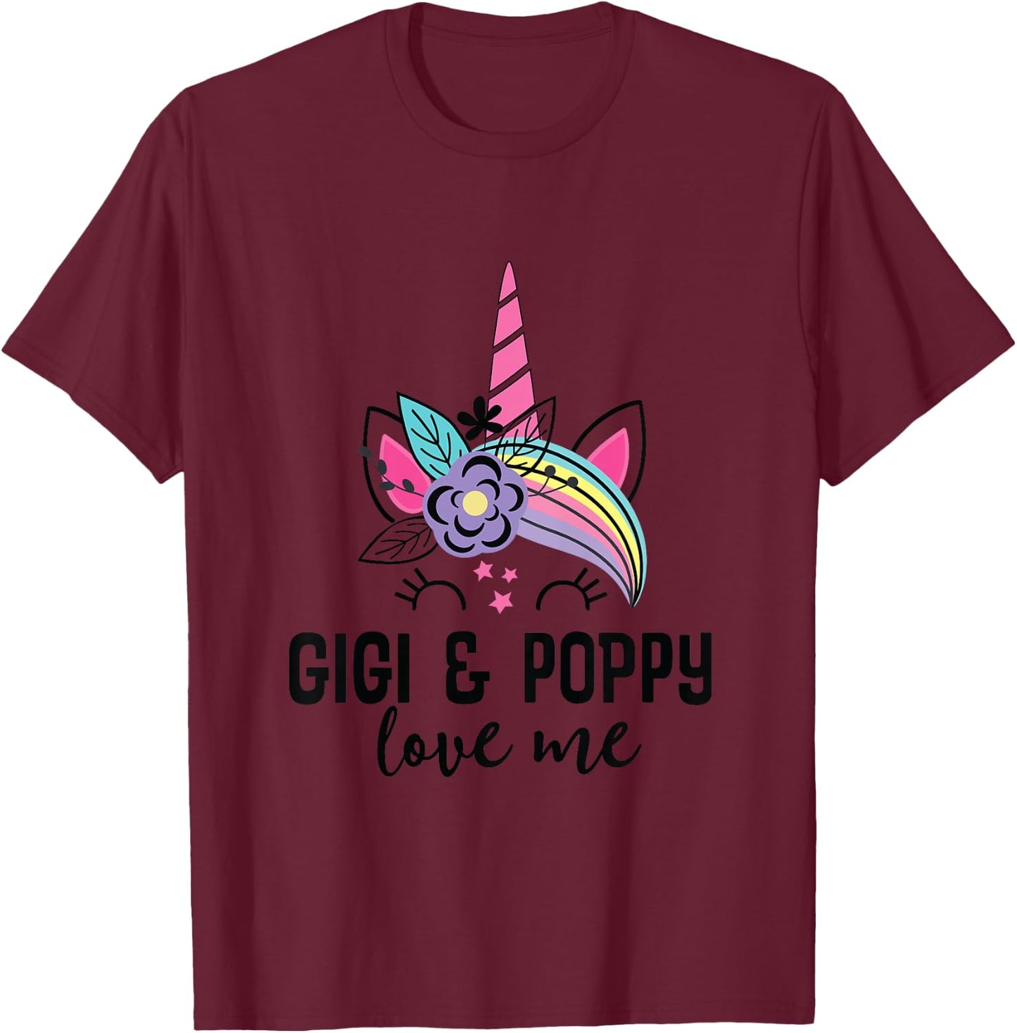 Kids My Gigi and Poppy Love Me Unicorn T-Shirt - T-Shirt | Maroon