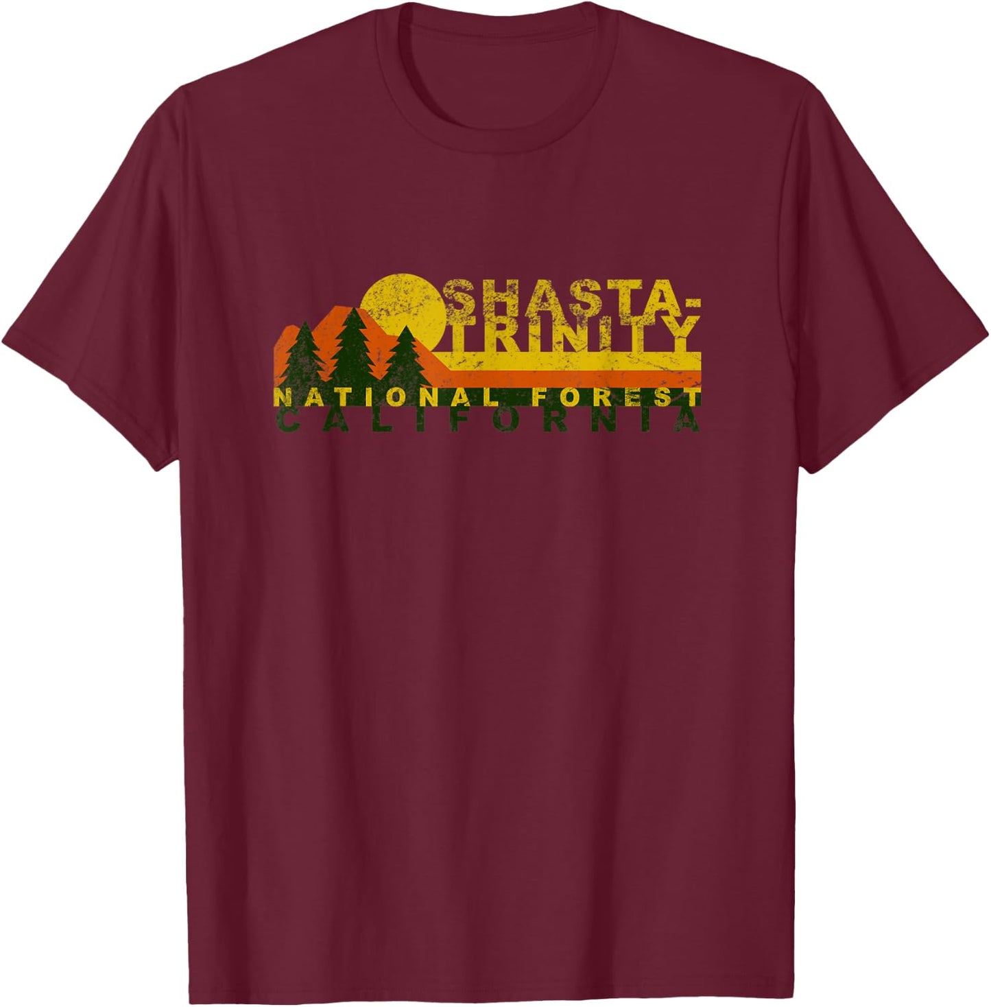 Shasta-Trinity National Forest Vintage Retro T-Shirt - T-Shirt | Maroon