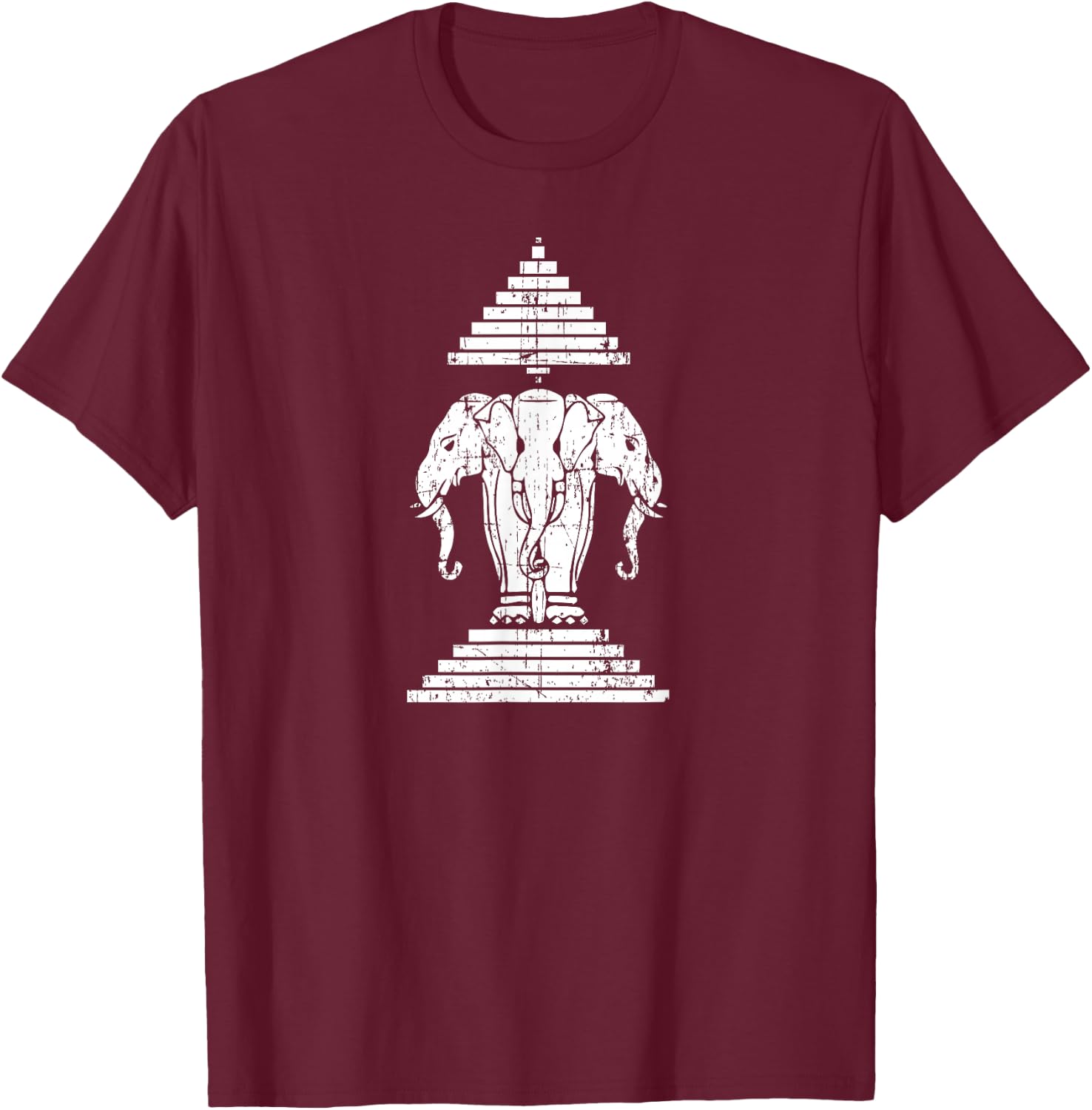 Laos 3 Headed Elephant Erawan Airavata | Laotian | Sabaidee T-Shirt - T-Shirt | Maroon