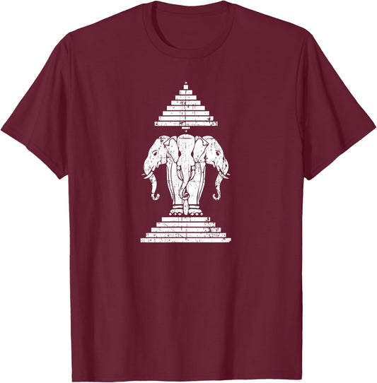 Laos 3 Headed Elephant Erawan Airavata | Laotian | Sabaidee T-Shirt - T-Shirt | Maroon