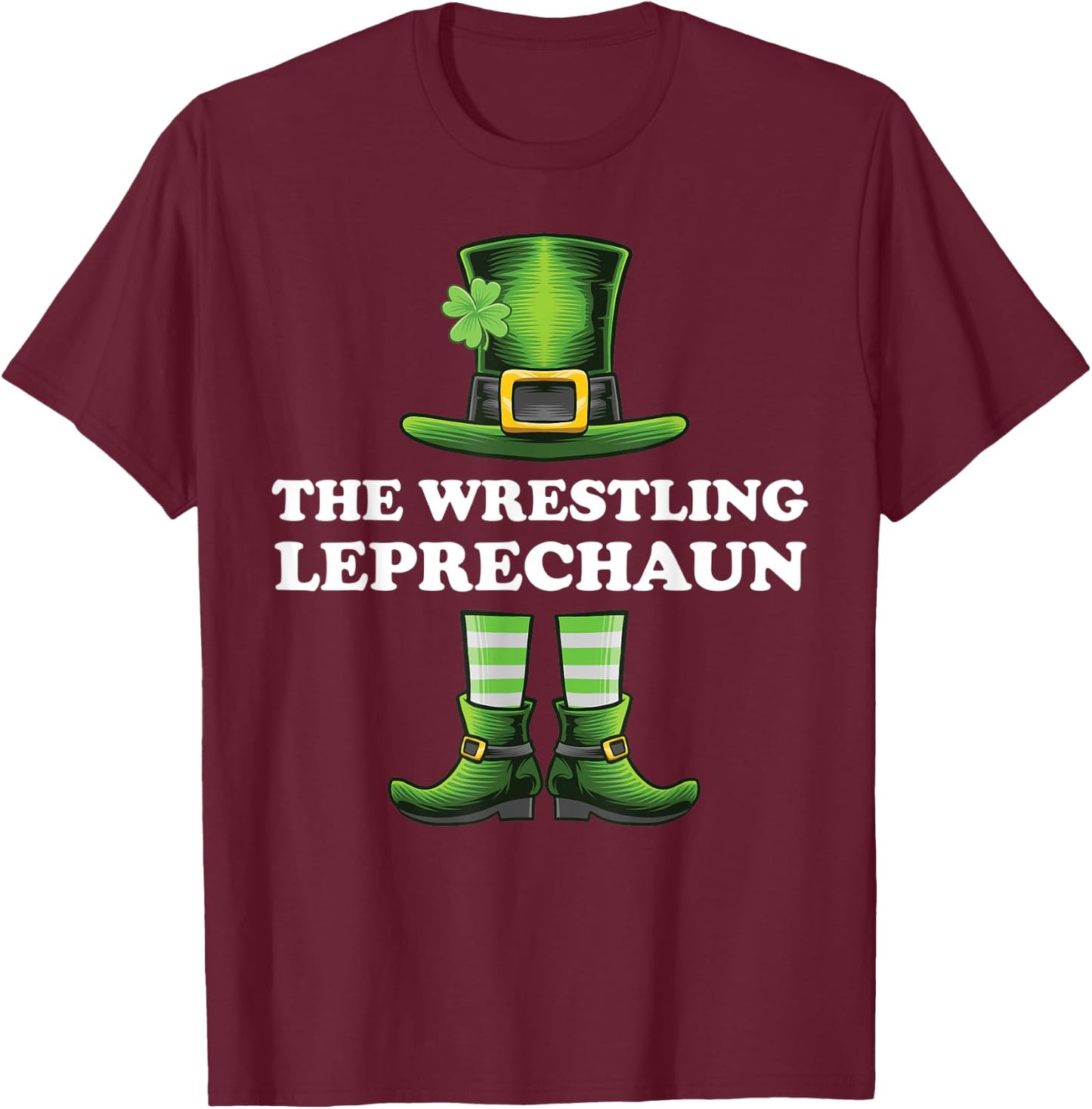 The Wrestling Leprechaun Matching Family St Patricks Day T-Shirt - T-Shirt | Maroon