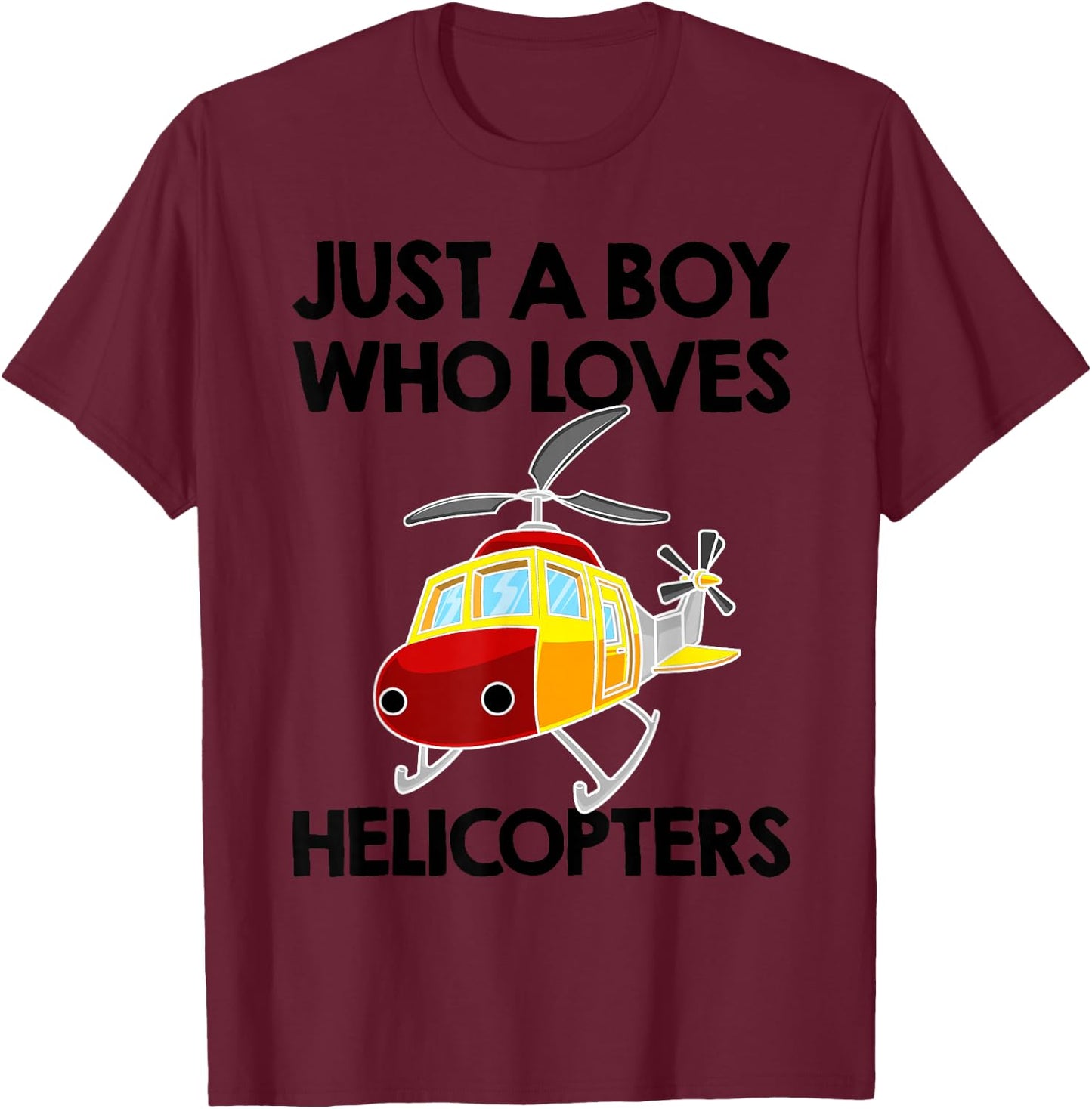 Funny Helicopter Gift Boys Toddler Kids Men Pilot Aviator T-Shirt - T-Shirt | Maroon