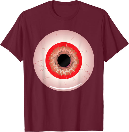 Eye-ball Lazy Halloween Costume Spooky Scary Funny T-Shirt - T-Shirt | Maroon