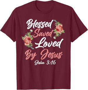 Christian Bible Verse Quote Rose Flower John 3:16 T-Shirt - T-Shirt | Maroon