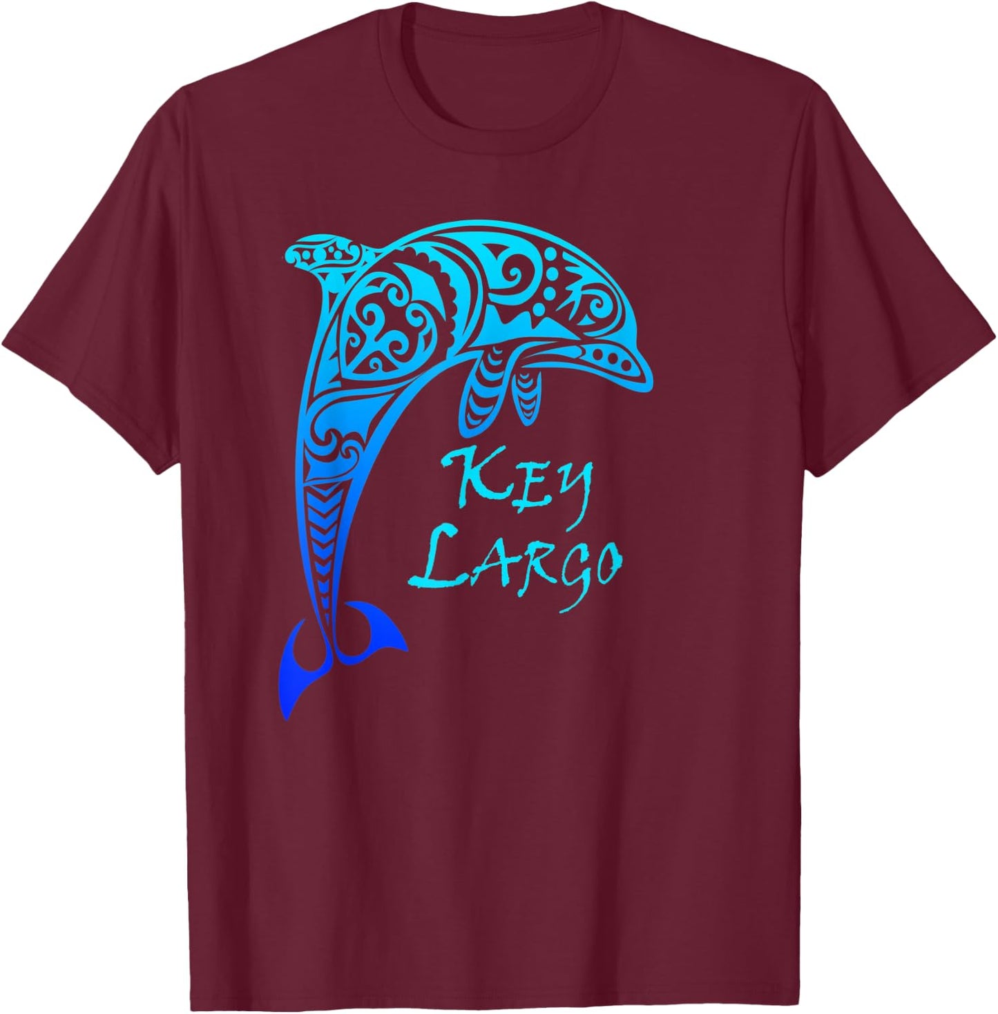 Key Largo, Florida Keys Vintage Tribal Dolphin Vacation T-Shirt - T-Shirt | Maroon