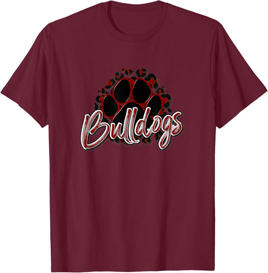 Bulldogs Maroon Black Cheetah School Sports Fan Team Spirit T-Shirt - T-Shirt | Maroon