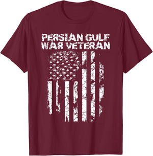 Military Co. Persian Gulf War Veteran - Black, Adult, Men, Short Sleeve, Classic Fit, , Small T-Shirt - T-Shirt | Maroon