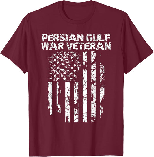 Military Co. Persian Gulf War Veteran - Black, Adult, Men, Short Sleeve, Classic Fit, , Small T-Shirt - T-Shirt | Maroon