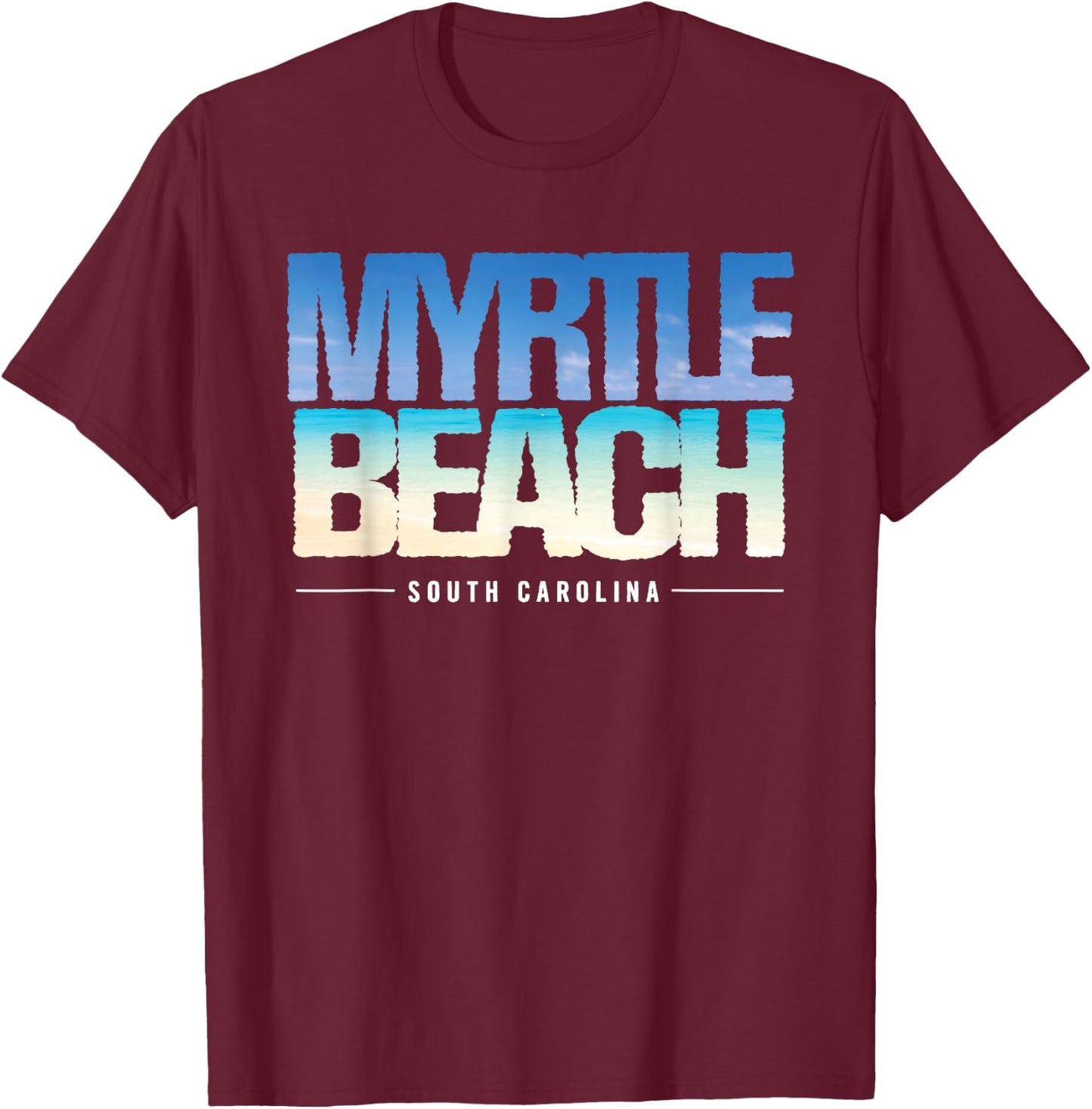 Vintage Tropical Beach Myrtle Beach South Carolina Souvenir T-Shirt - T-Shirt | Maroon