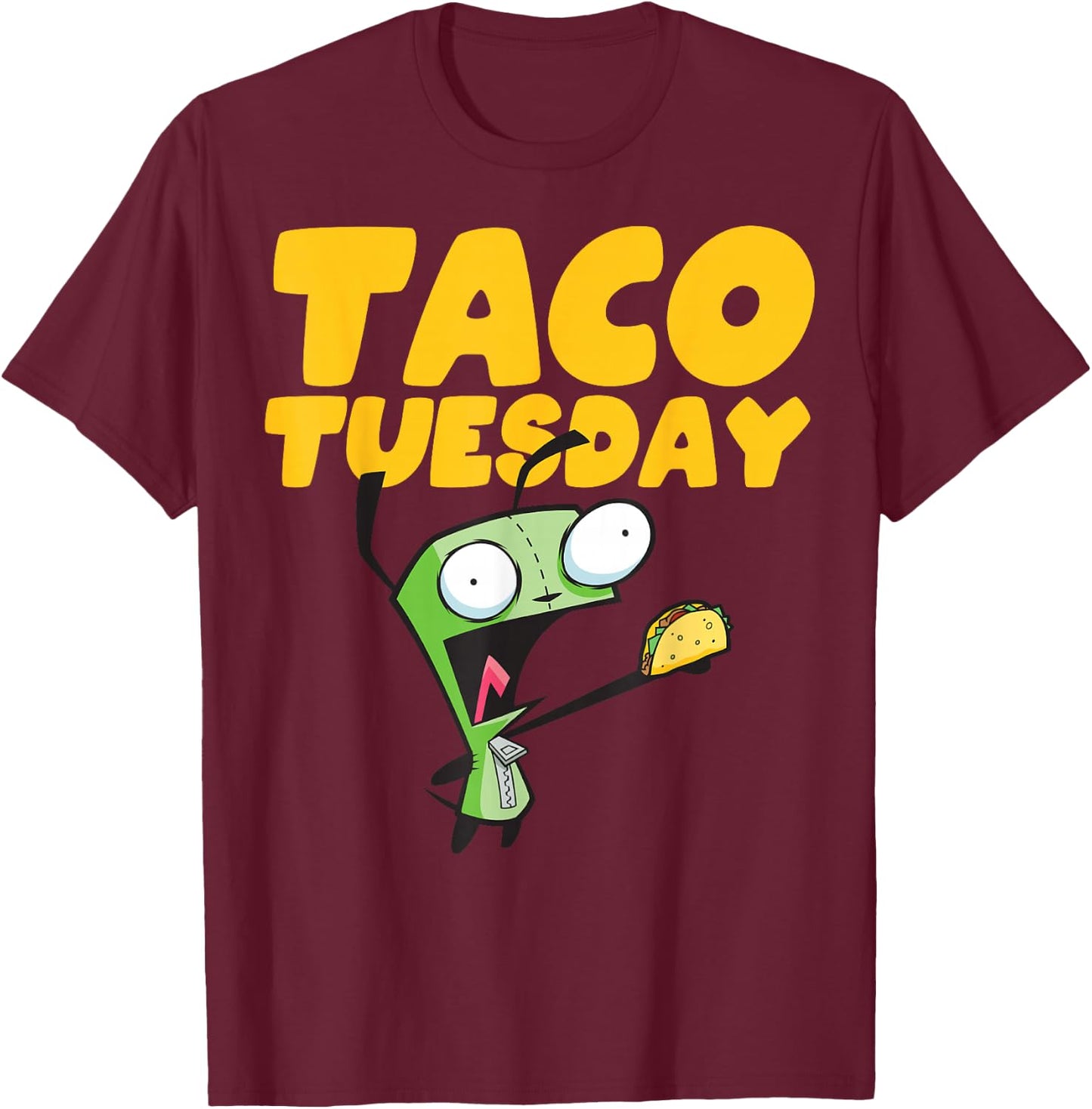 Invader Zim Gir Taco Tuesday T-Shirt - T-Shirt | Maroon