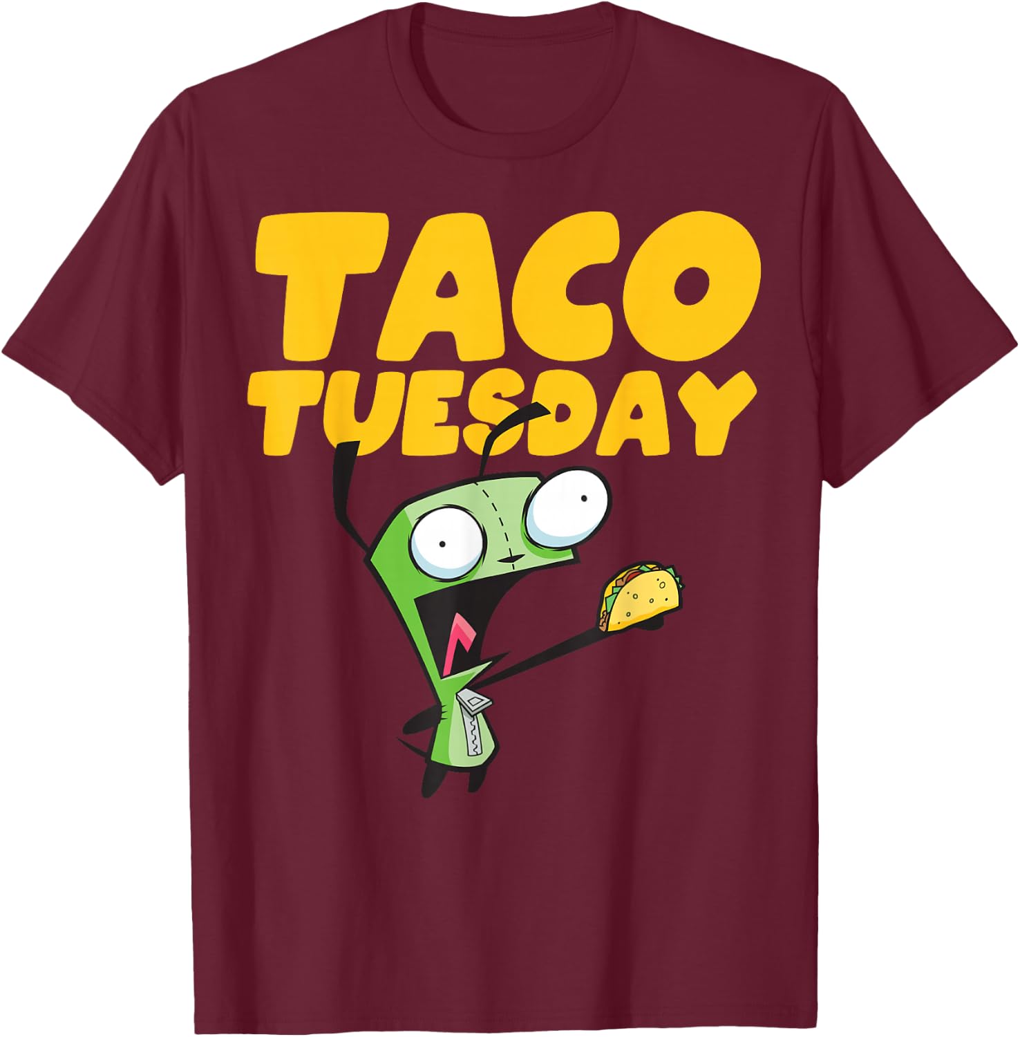 Invader Zim Gir Taco Tuesday T-Shirt - T-Shirt | Maroon