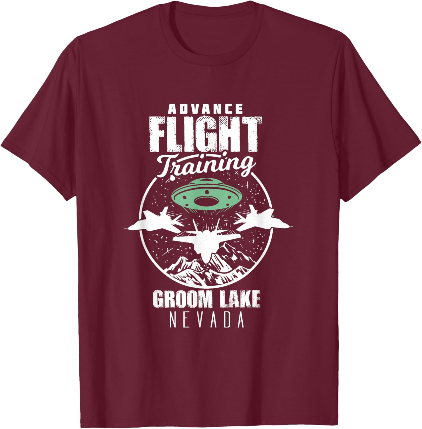 Advanced Flight Training Groom Lake Nevada T-Shirt - T-Shirt | Maroon