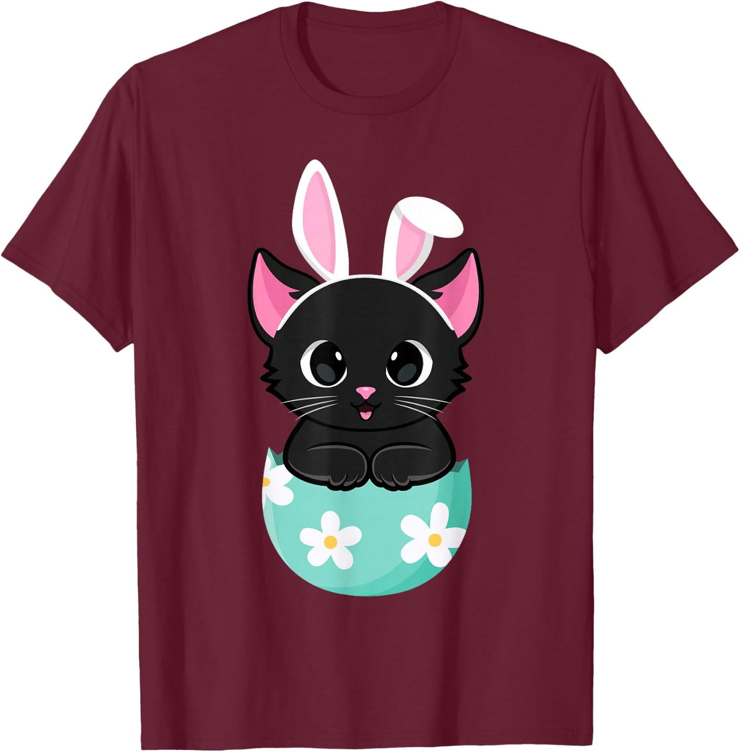 Cat Easter Day Bunny Ears Rabbit Easter Egg Kitten Cat Lover T-Shirt - T-Shirt | Maroon