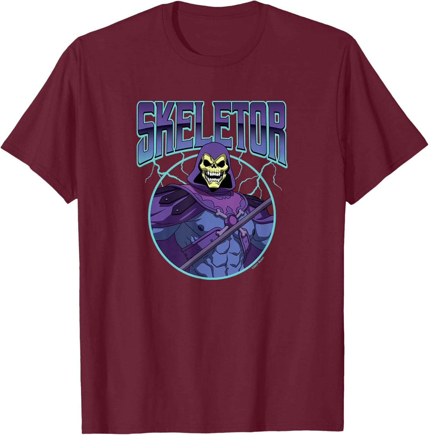 Masters Of The Universe Revelation - Skeletor Lighting Bolts T-Shirt - T-Shirt | Maroon