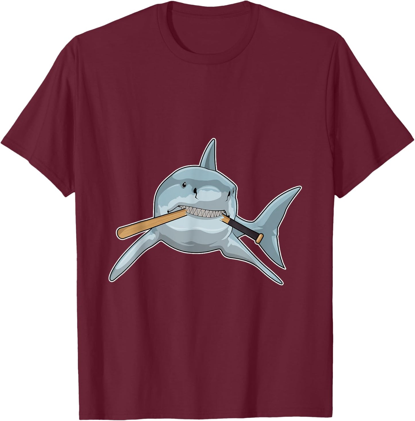 Shark Baseball Baseball bat Sports T-Shirt - T-Shirt | Maroon