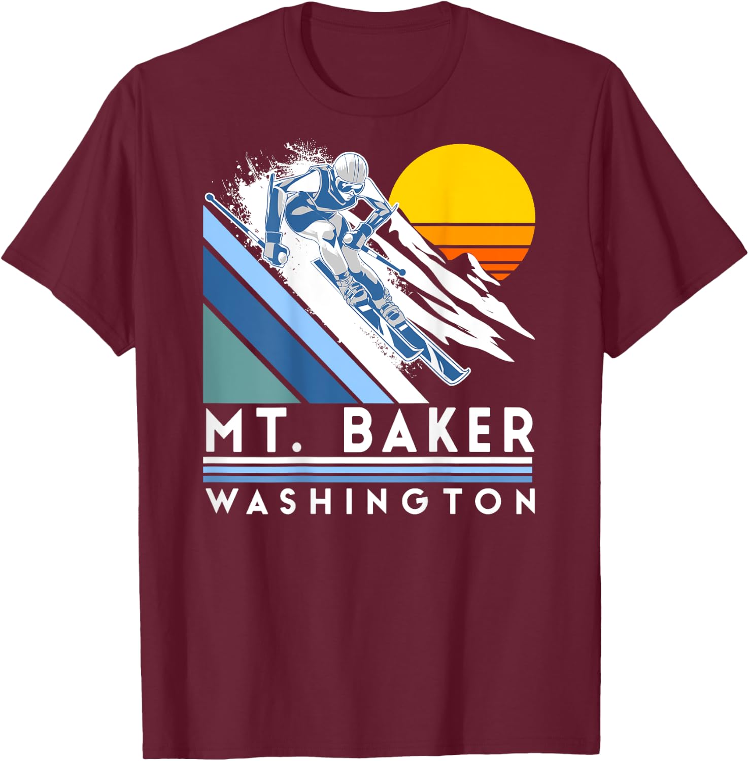 Mt. Baker Washington Retro Ski T-Shirt - T-Shirt | Maroon