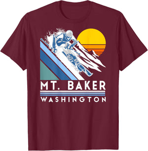 Mt. Baker Washington Retro Ski T-Shirt - T-Shirt | Maroon
