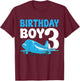 Kids Birthday Boy 3 Years Old Airplane Pilot Kids 3rd Birthday T-Shirt - T-Shirt | Maroon