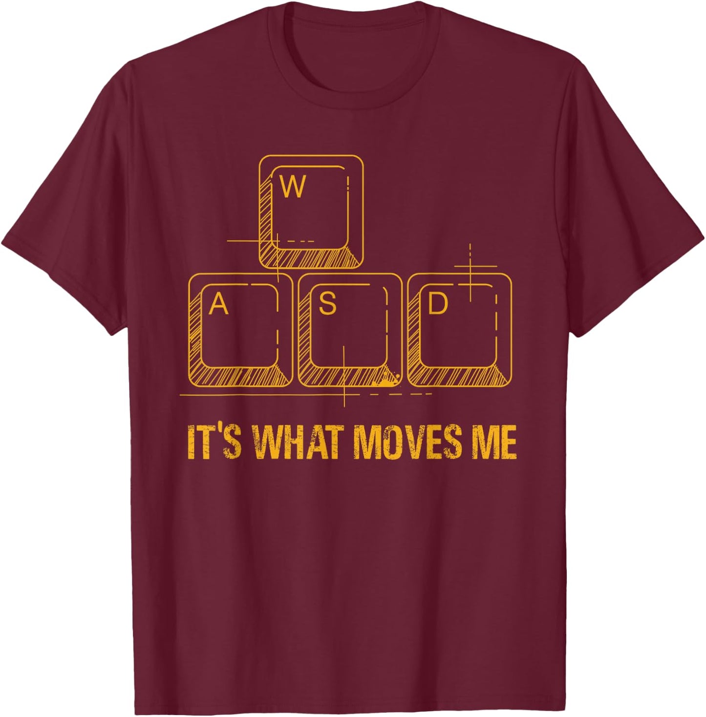 PC Gamer Merch Men Women Merchandise Retro Gift Funny WASD Its What Moves Me Video Games Gamer PC Gaming -Youth T-Shirt - T-Shirt | Maroon